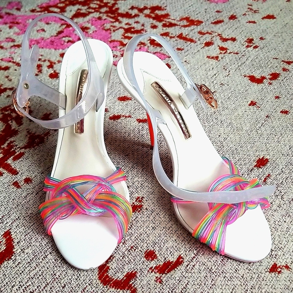 Sophia Webster Strappy Multicolored Neon Jelly Sandle Heels